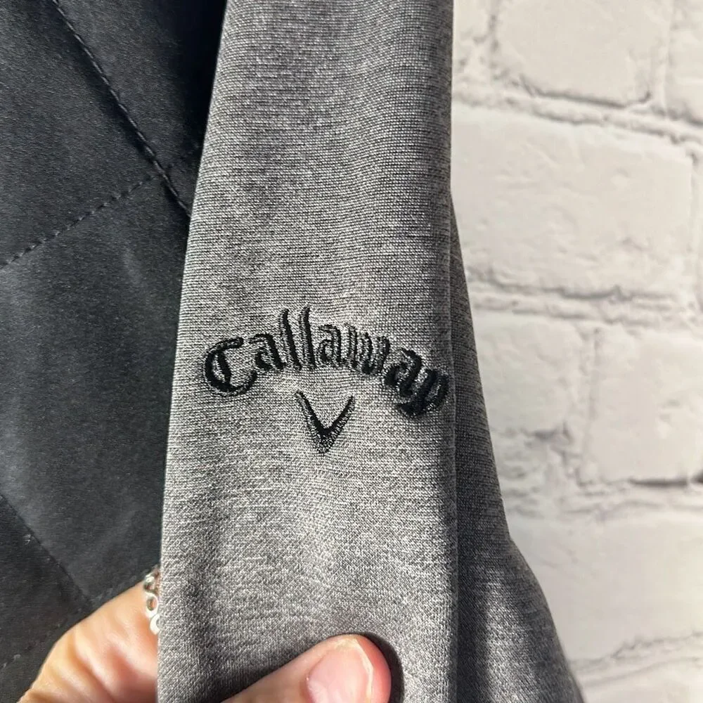 Callaway Jacket Mens Weather Series Black Gray Quilted Full Zip Softshell Medium